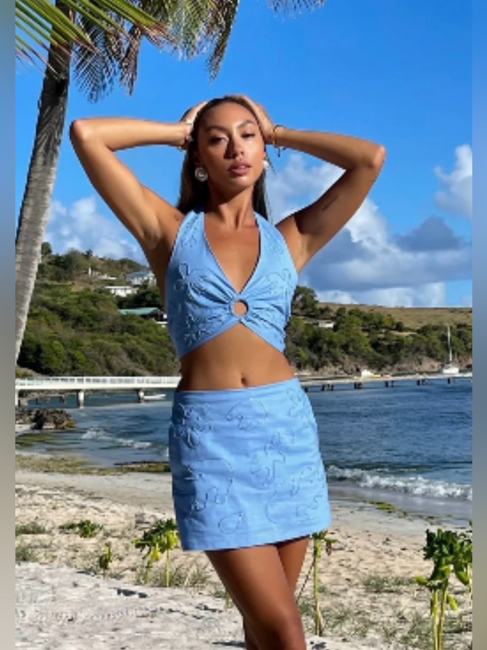 12th Tribe Luzia Embellished Skort and Halter Top Set